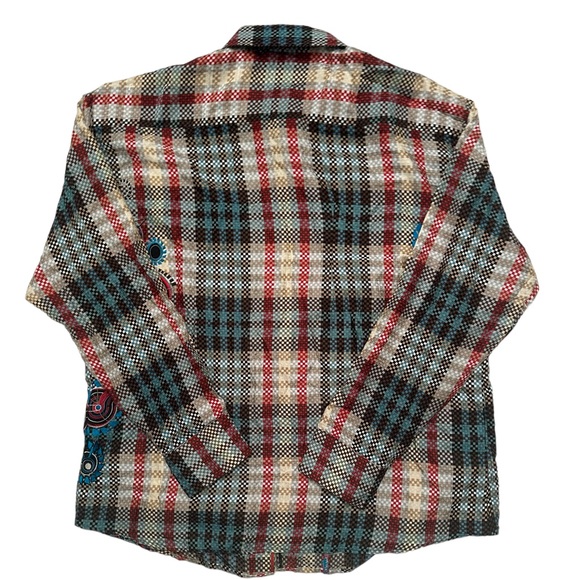 Robert Graham Limited Edition Plaid Shirt 2XL Embroidered 100% Silk Flip Cuff - Picture 9 of 16